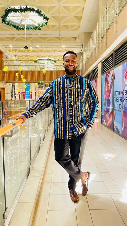 Khalil - African Print Mandarin Neck Shirt