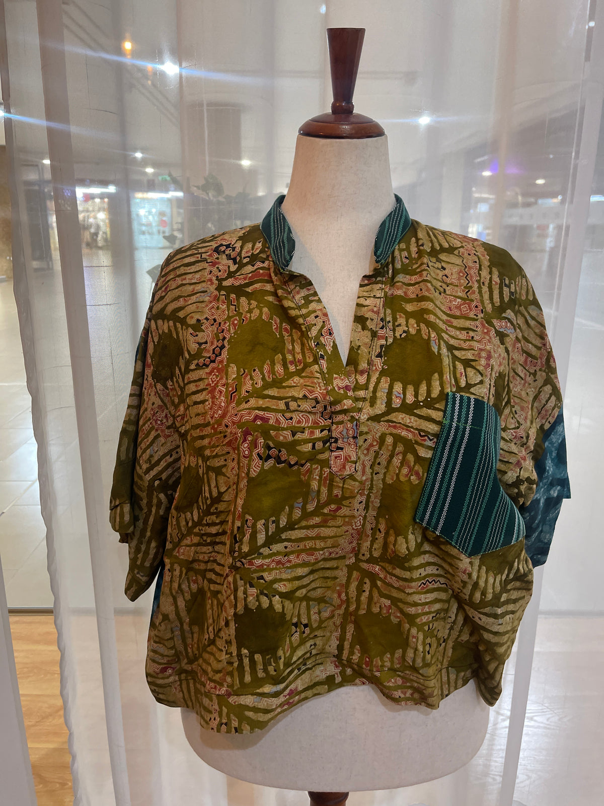 Toli- Crepe batik and aso-ke mix crop top