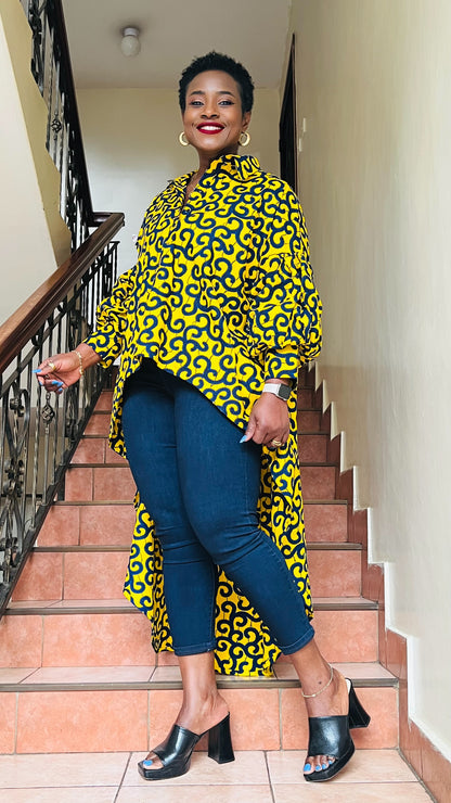 Frenchie - African print hi-low top