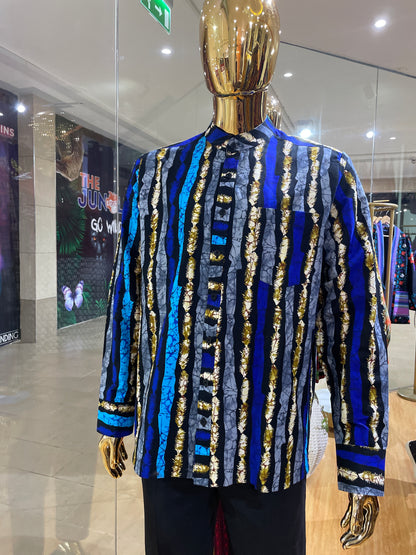 Khalil - African Print Mandarin Neck Shirt