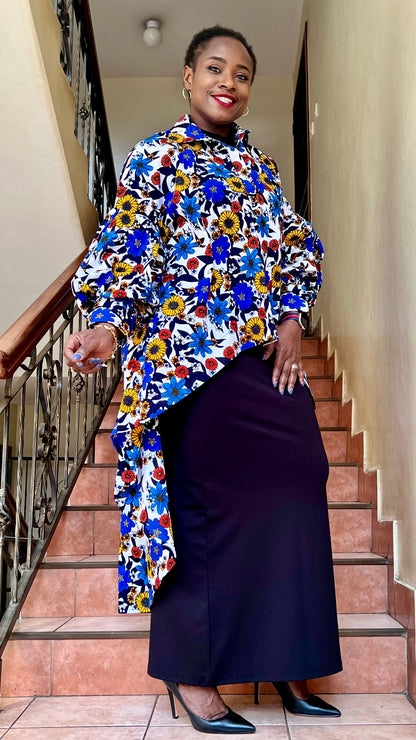 Frenchie - African print hi-low top