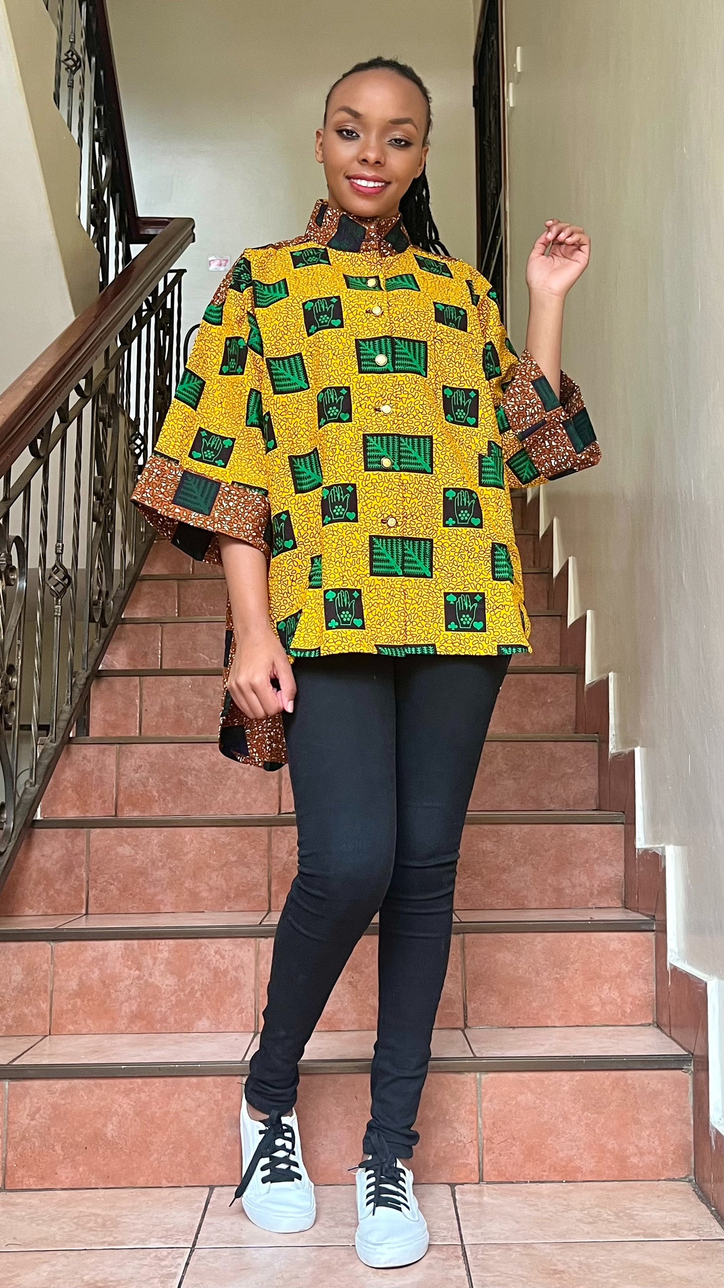 Ijele - African Print mix relaxed fit top