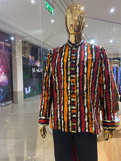 Khalil - African Print Mandarin Neck Shirt