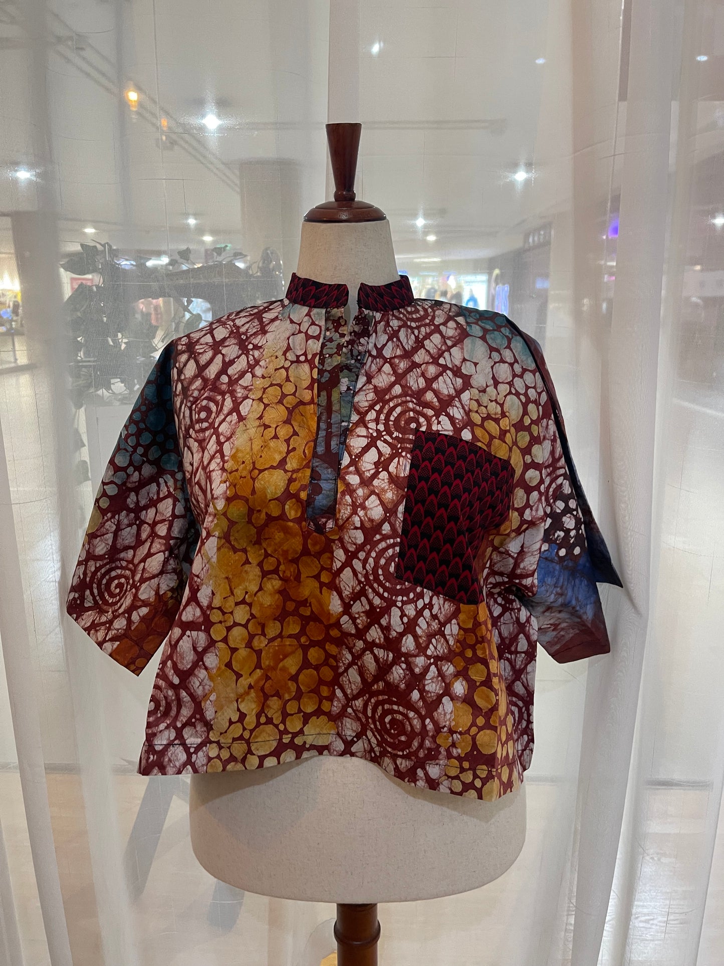 Mide - Adire and Ankara mix crop top