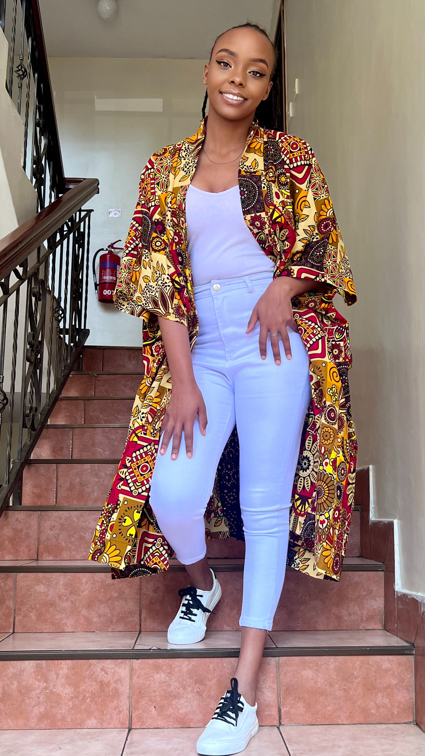 Lenkara - African print and lace Kimono Short