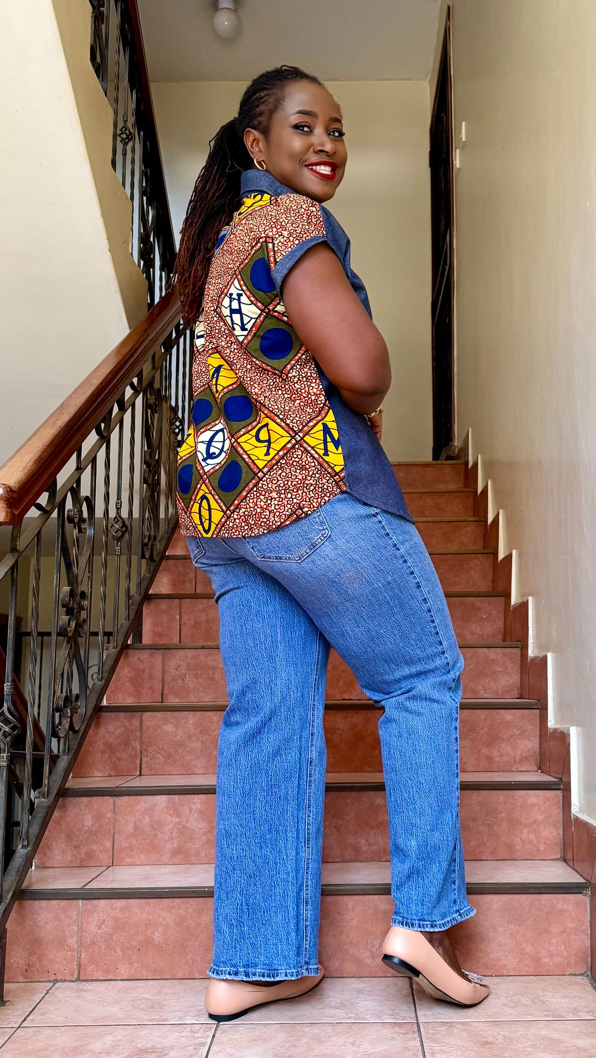 Kito - African print and denim combo.