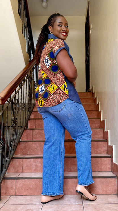 Kito - African print and denim combo.