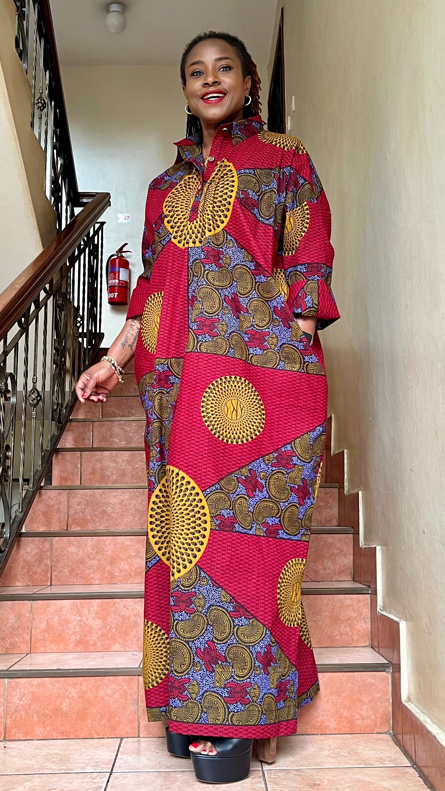 Rich Aunty - African print Shirt Dress