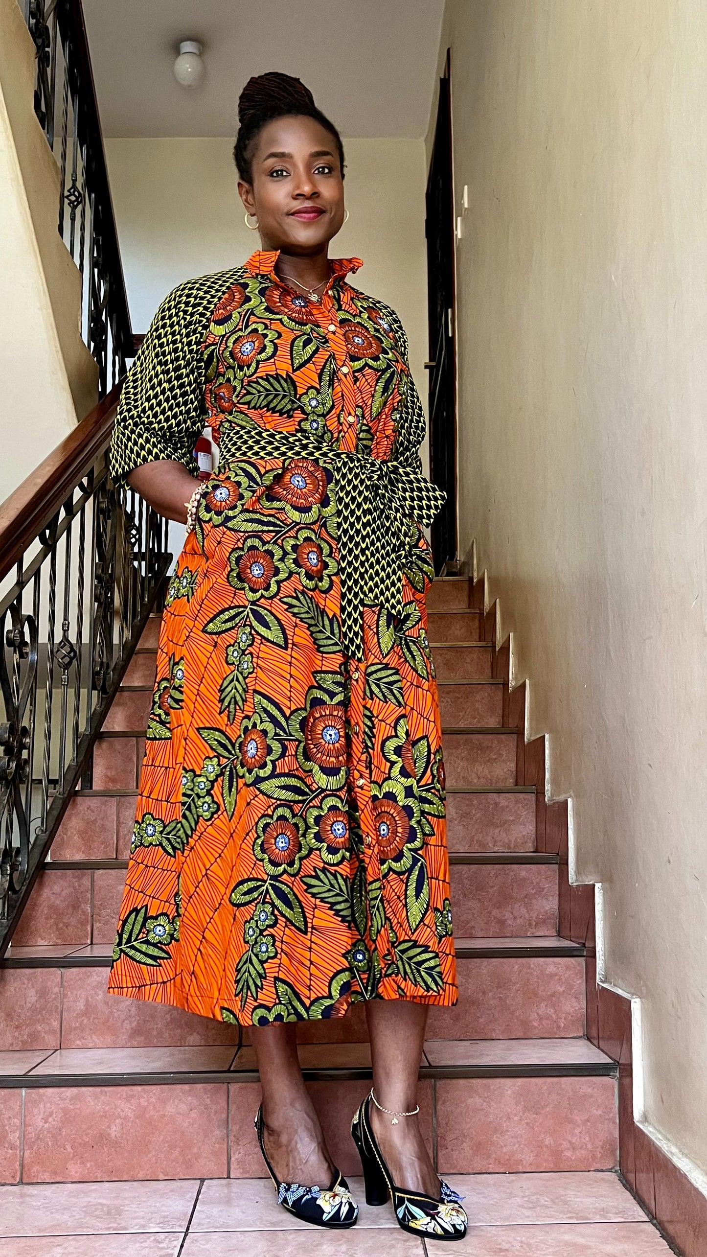 Azella - African Print Raglan Shirt Dress