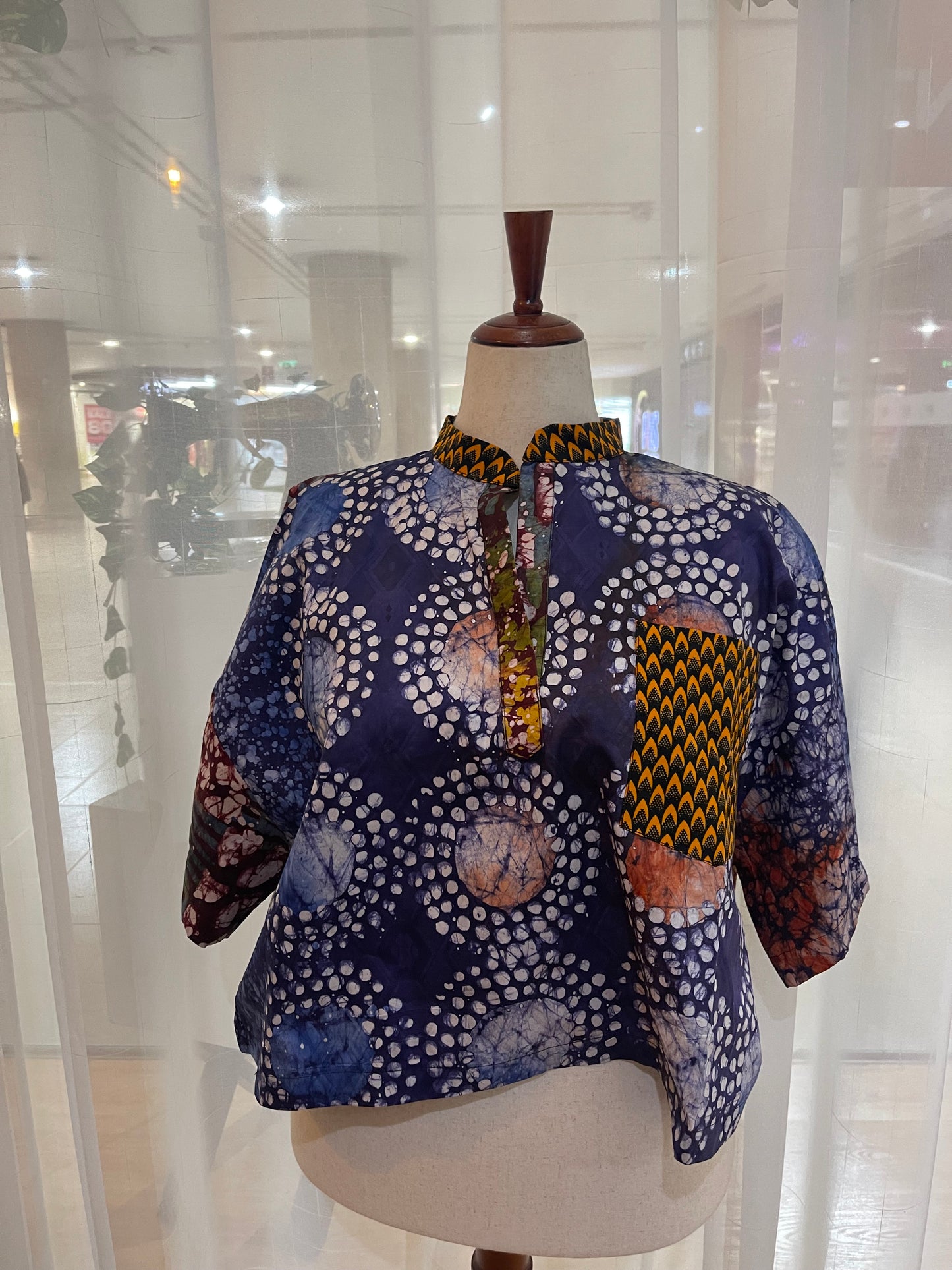 Mide - Adire and Ankara mix crop top