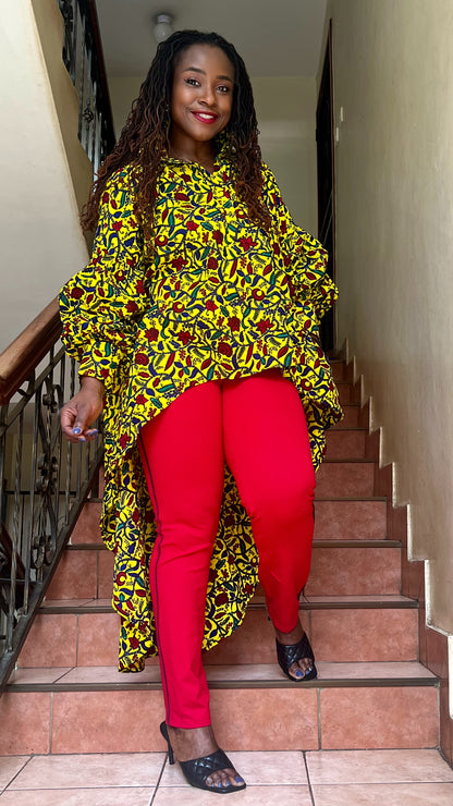 Frenchie - African print hi-low top