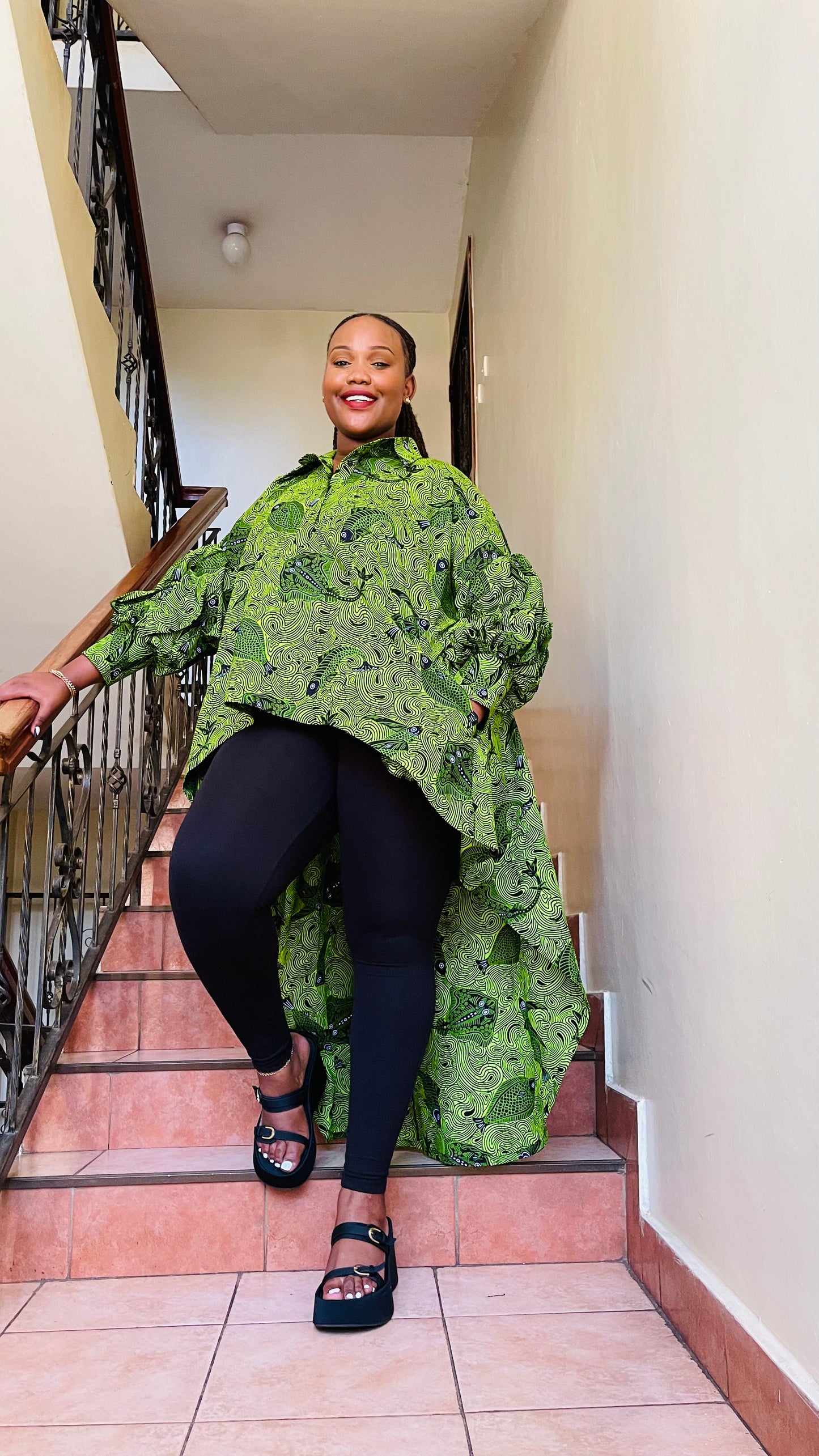 Frenchie - African print hi-low top