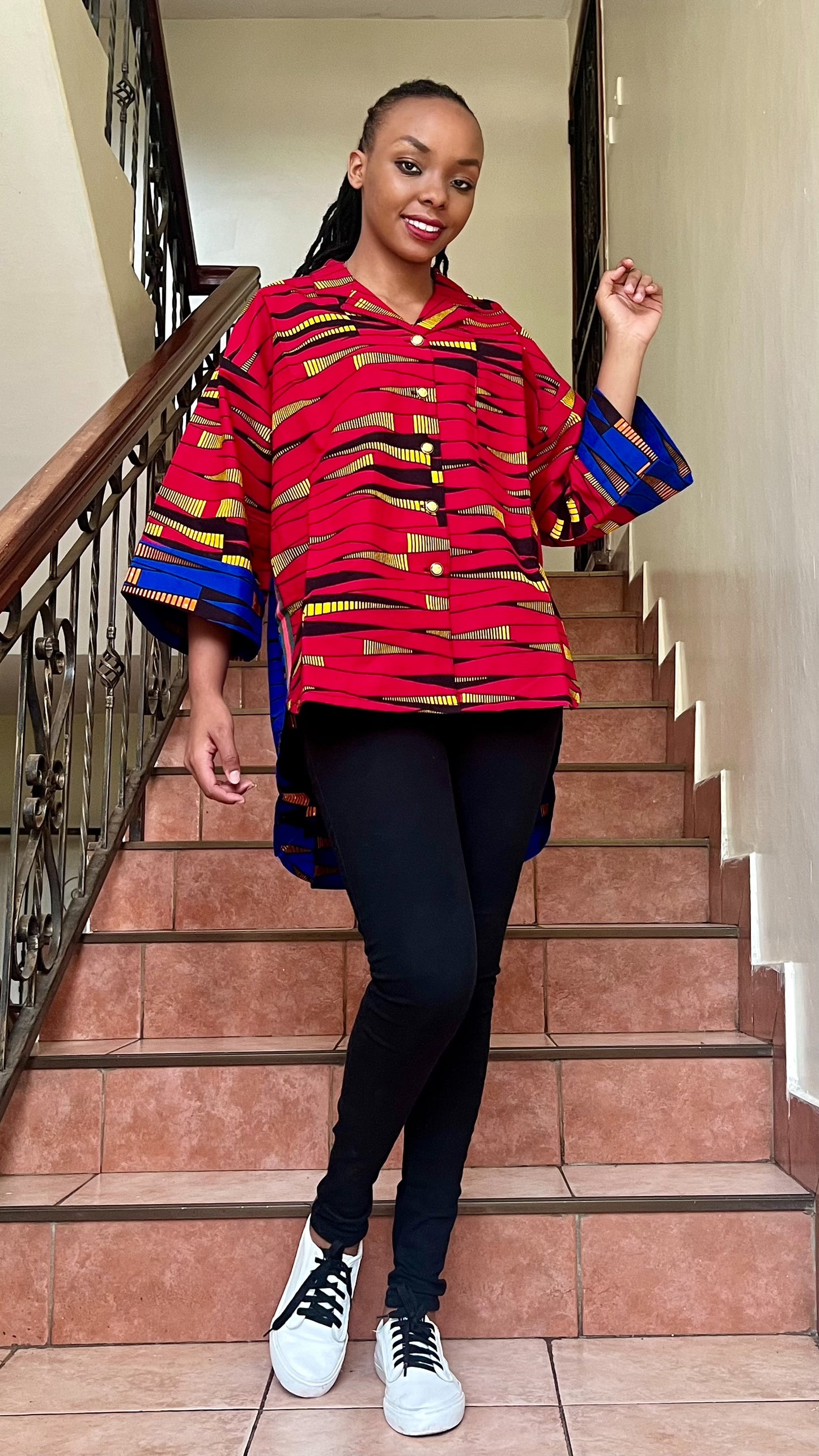 Ijele - African Print mix relaxed fit top