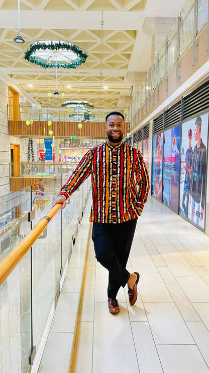 Khalil - African Print Mandarin Neck Shirt