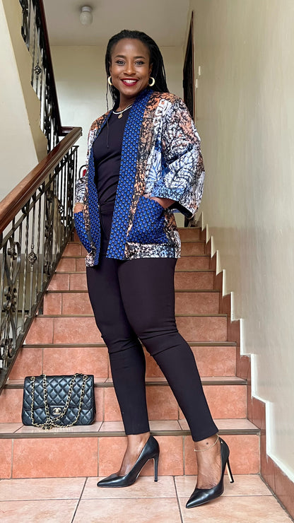 Kosi - African print and Adiré mix Kimono Jacket
