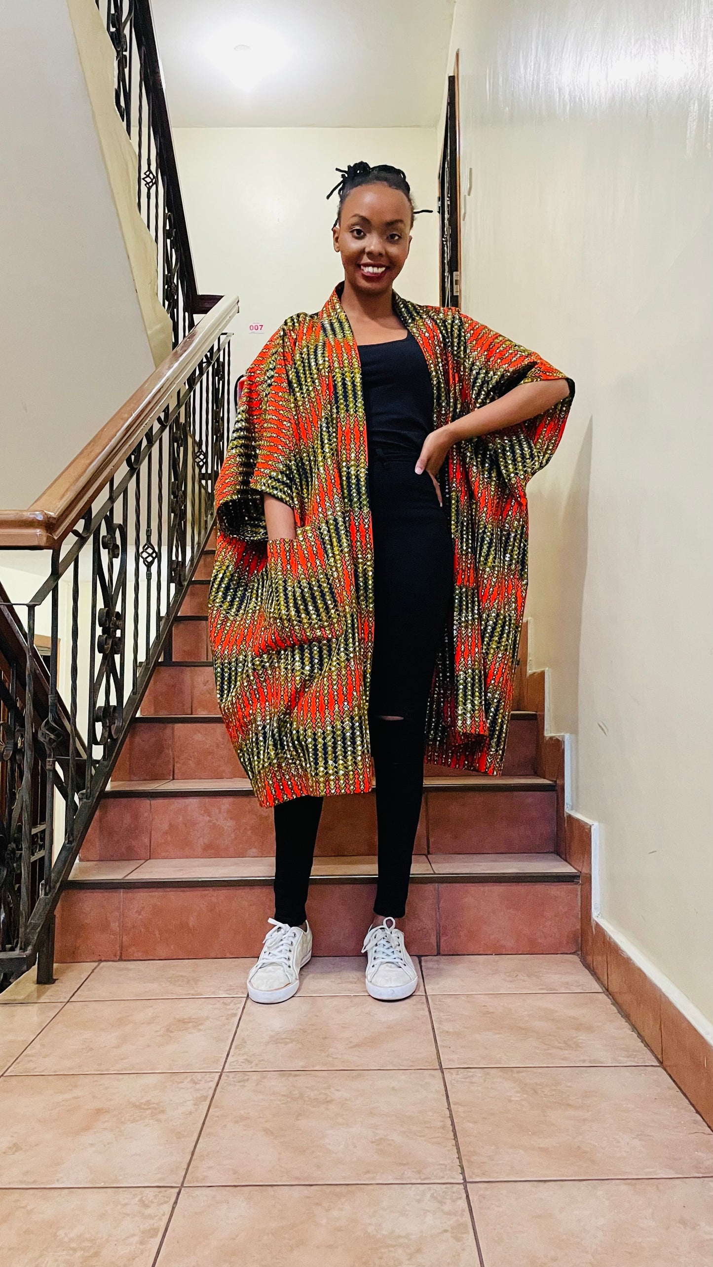 Lenkara - African print and lace Kimono Short