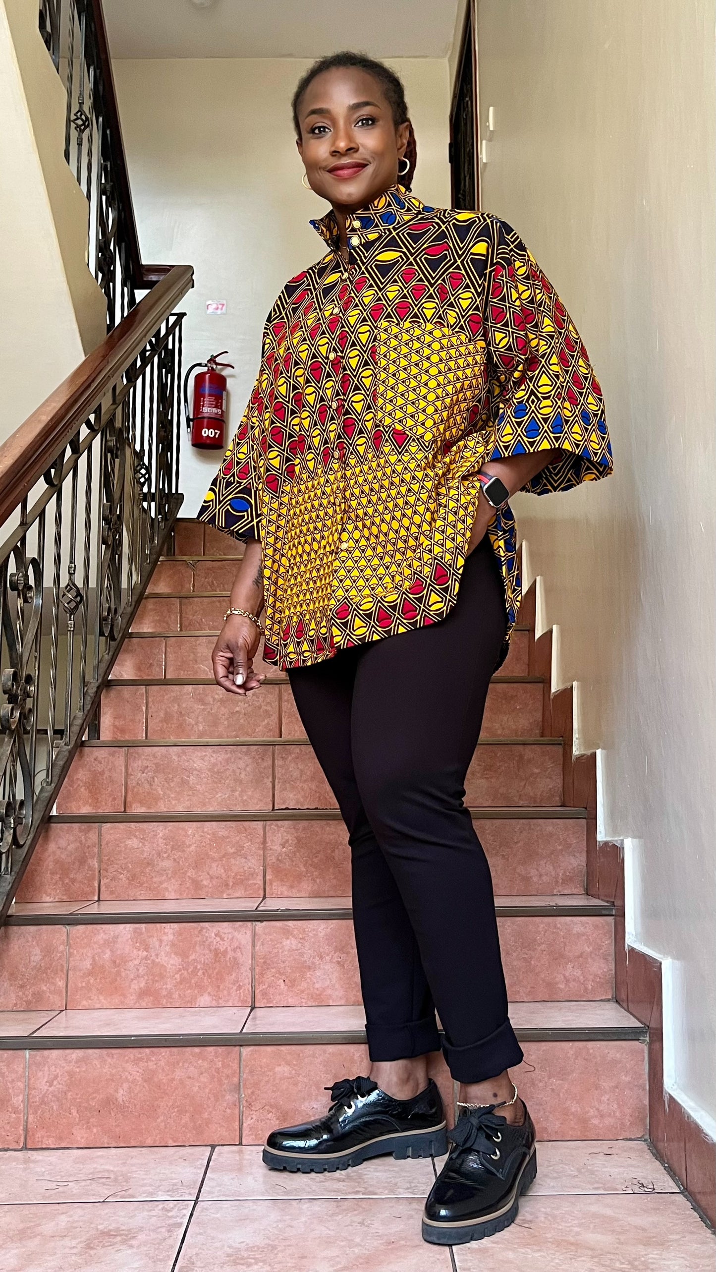 Ijele - African Print mix relaxed fit top