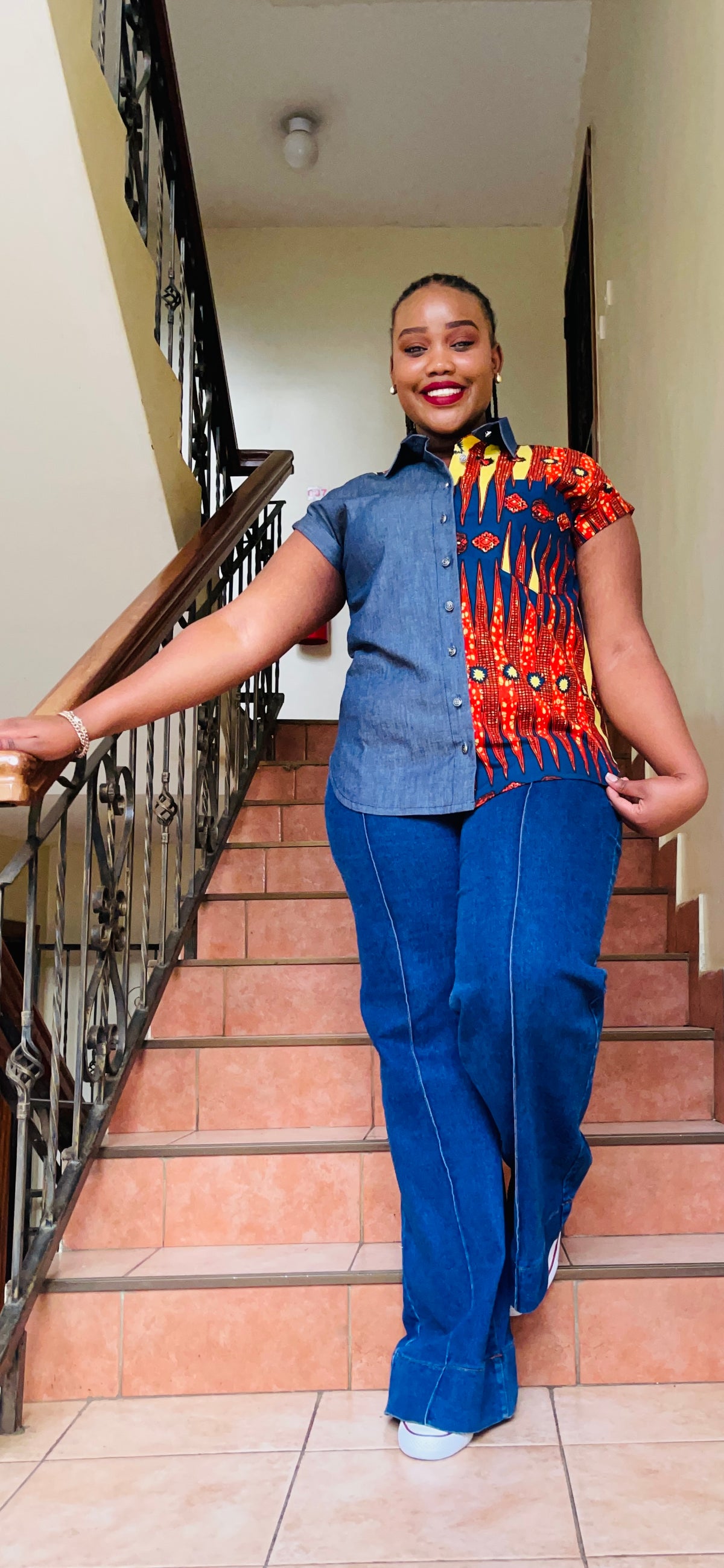Kito - African print and denim combo.