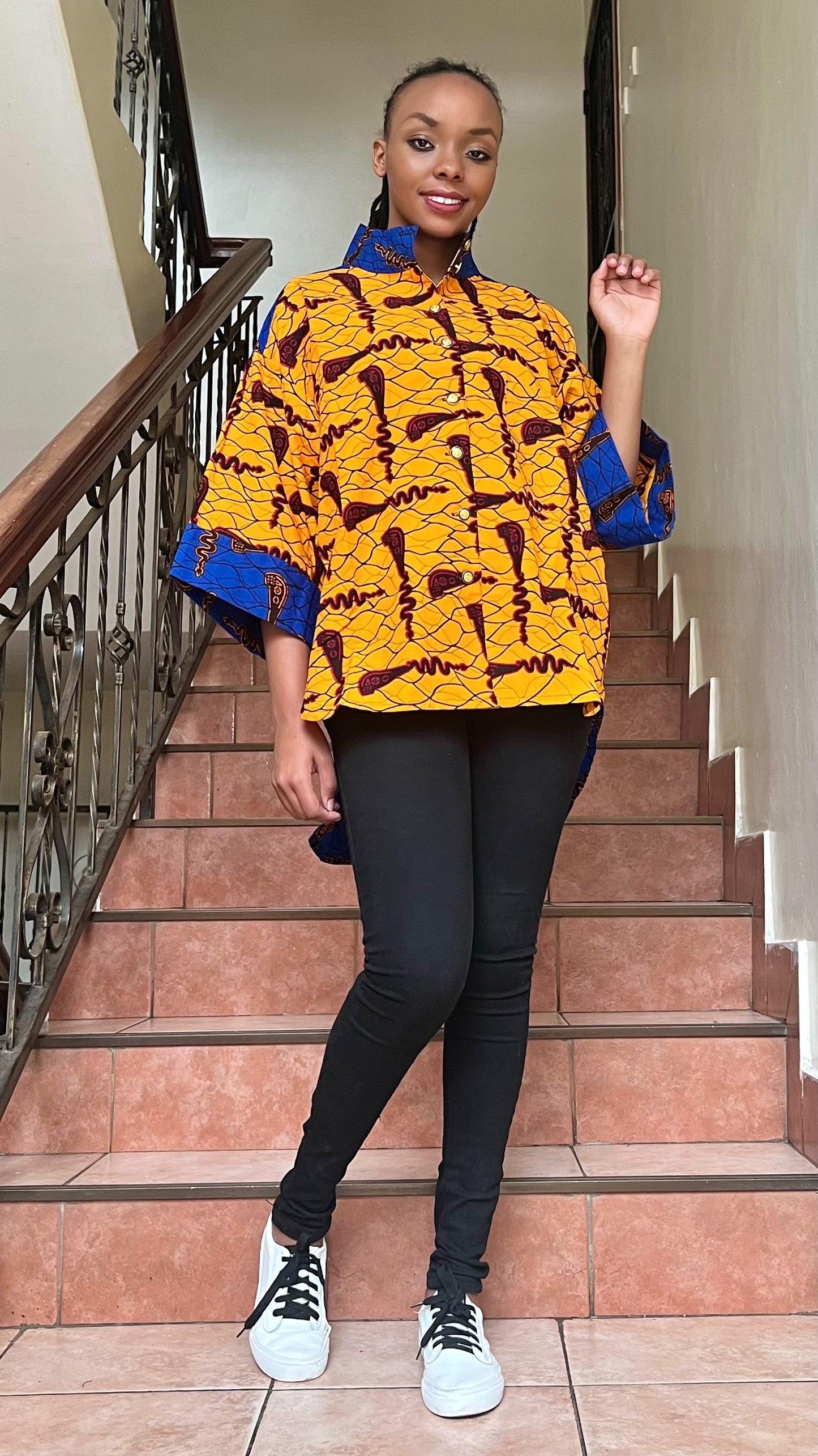 Ijele - African Print mix relaxed fit top