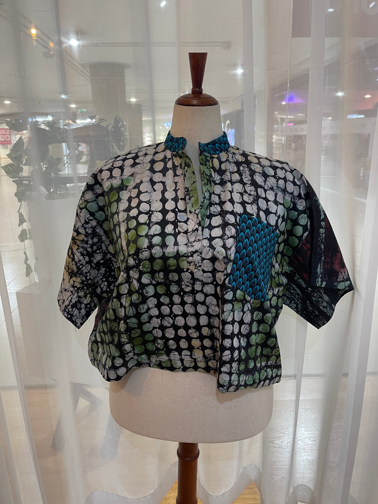 Mide - Adire and Ankara mix crop top