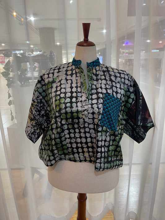 Mide - Adire and Ankara mix crop top