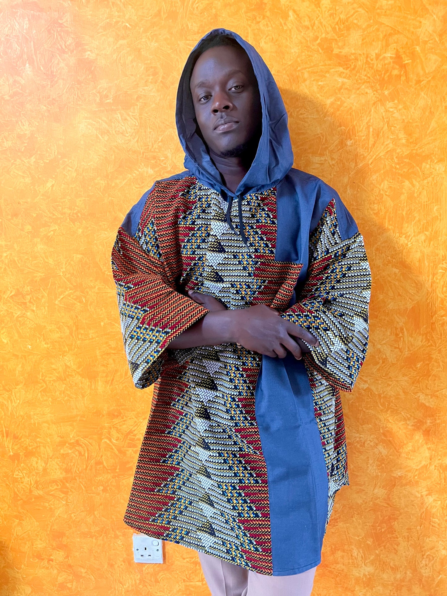 EP Denkara - African print and denim Hoodie