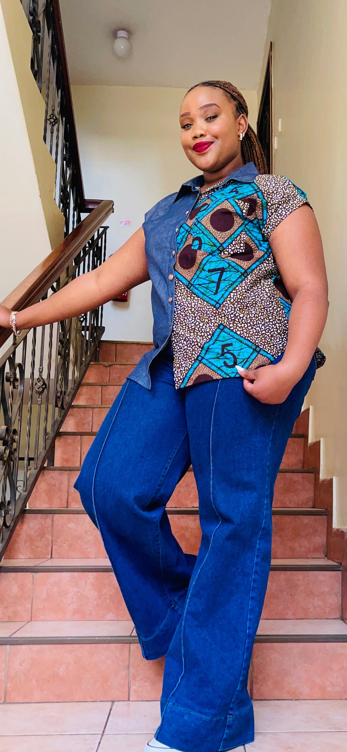 Kito - African print and denim combo.