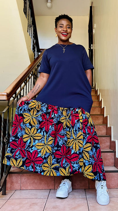 Jolie - African Print and Jersey mix dress