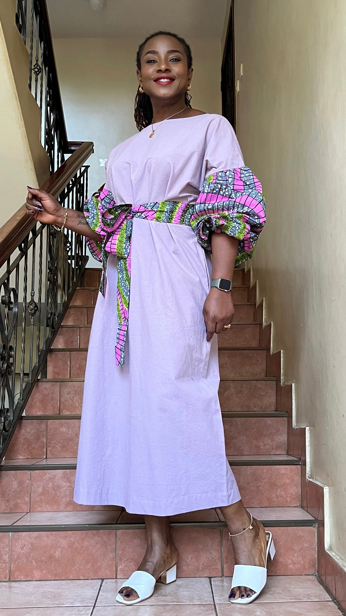 Kikky - Linen and African Print dress