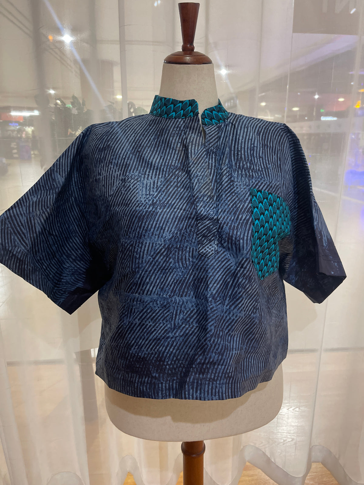 Mide - Adire and Ankara mix crop top