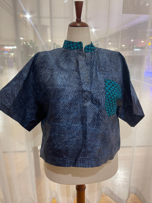 Mide - Adire and Ankara mix crop top