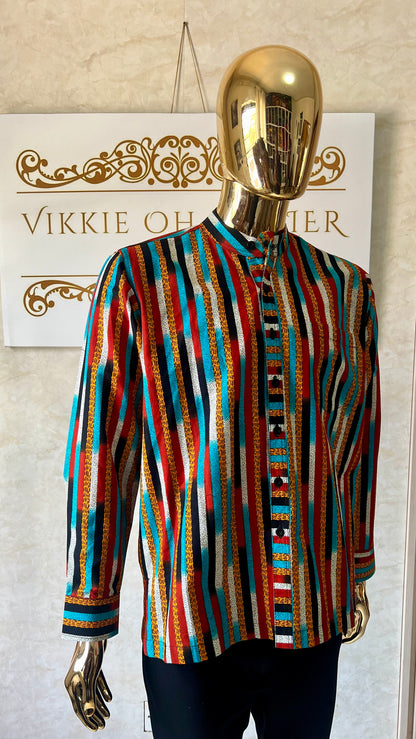 Khalil - African Print Mandarin Neck Shirt