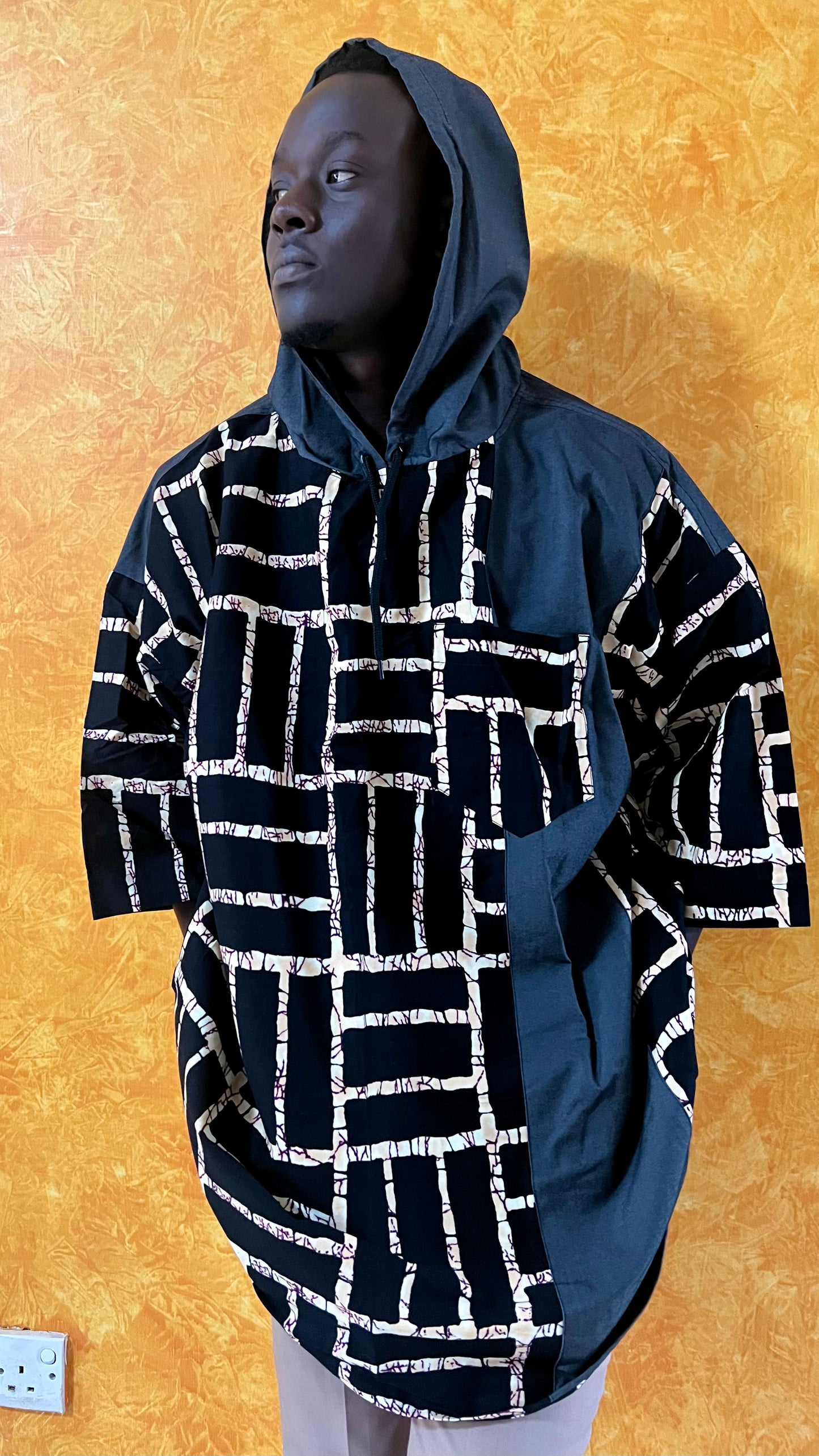 EP Denkara - African print and denim Hoodie