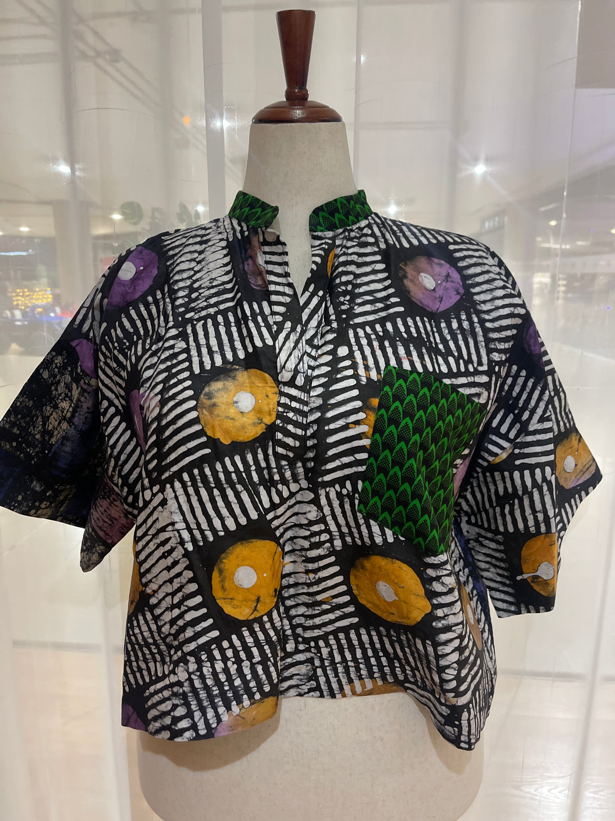 Mide - Adire and Ankara mix crop top