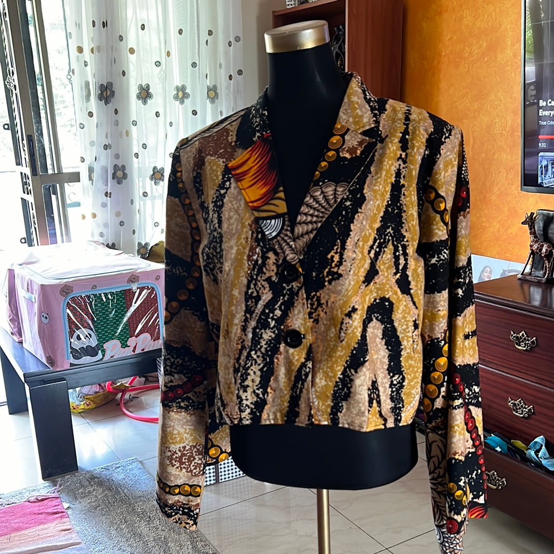 YA - African Print Cropped Jacket