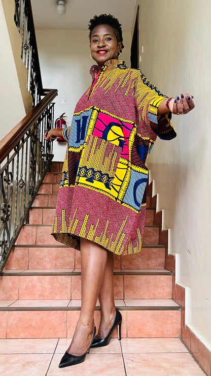 Bubu Shirt -  African print Plain