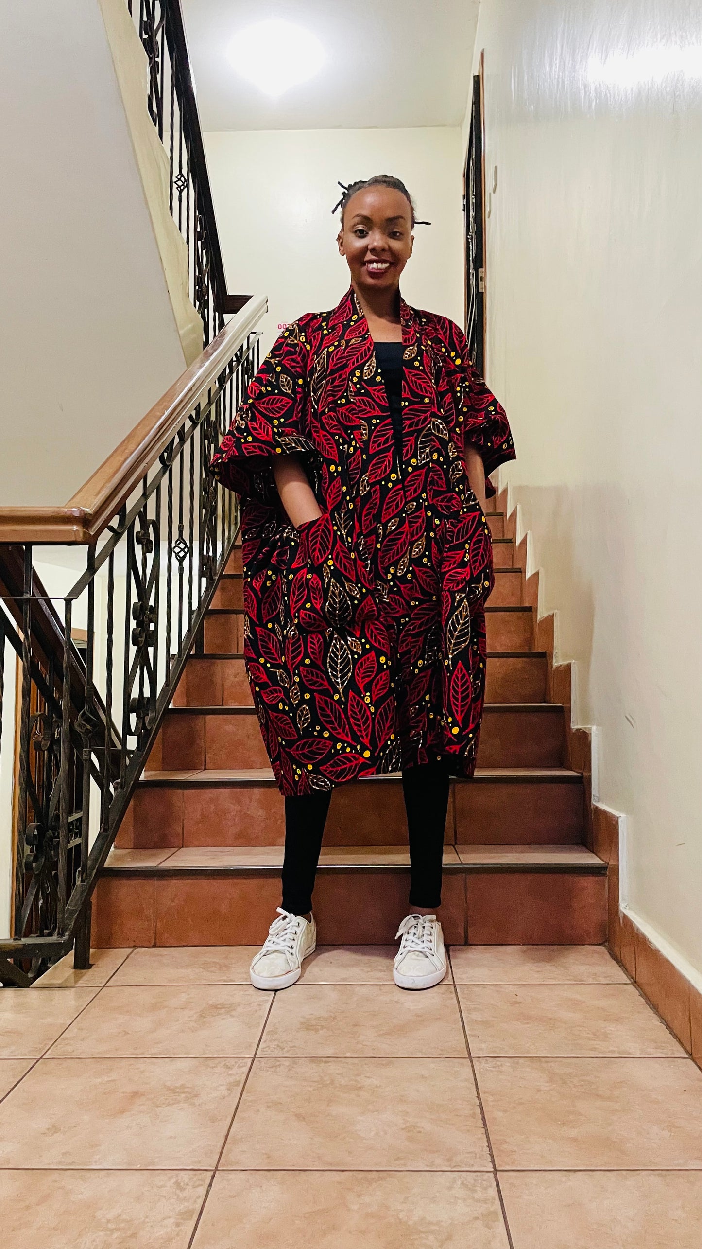 Lenkara - African print and lace Kimono Short
