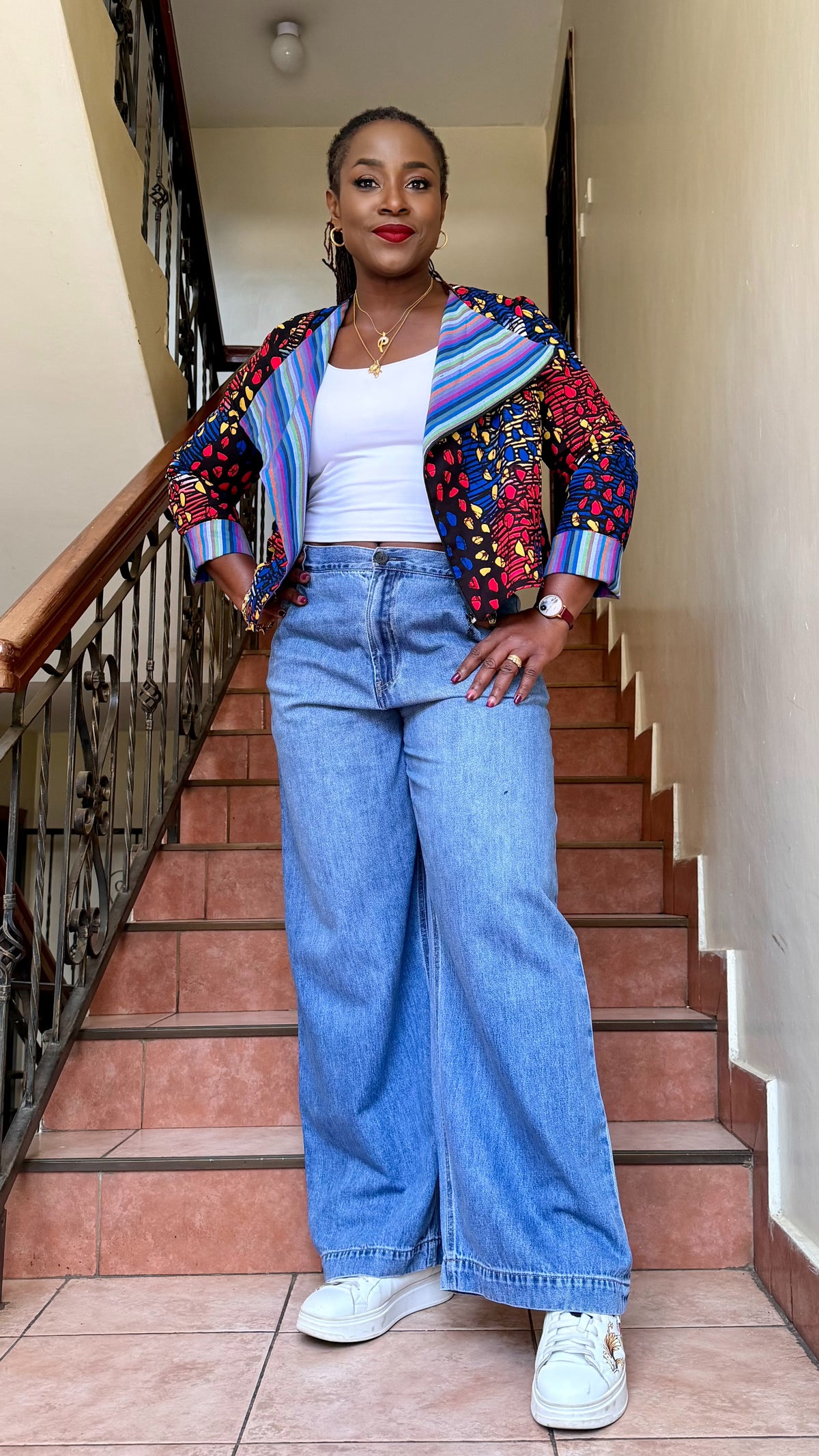 Dara - African print and kikoi mix jacket.