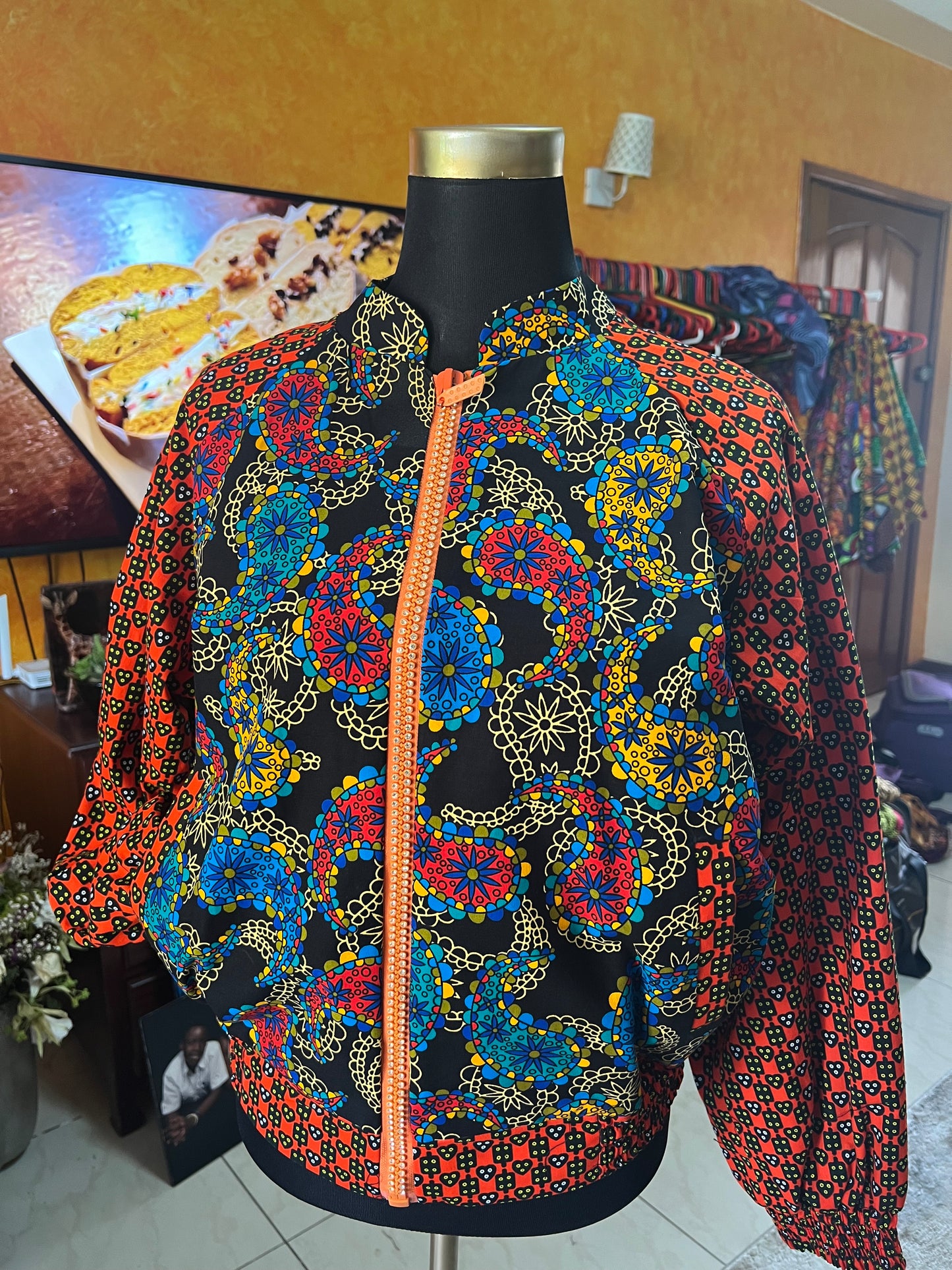 Midnight - African print mix Bomber Jacket