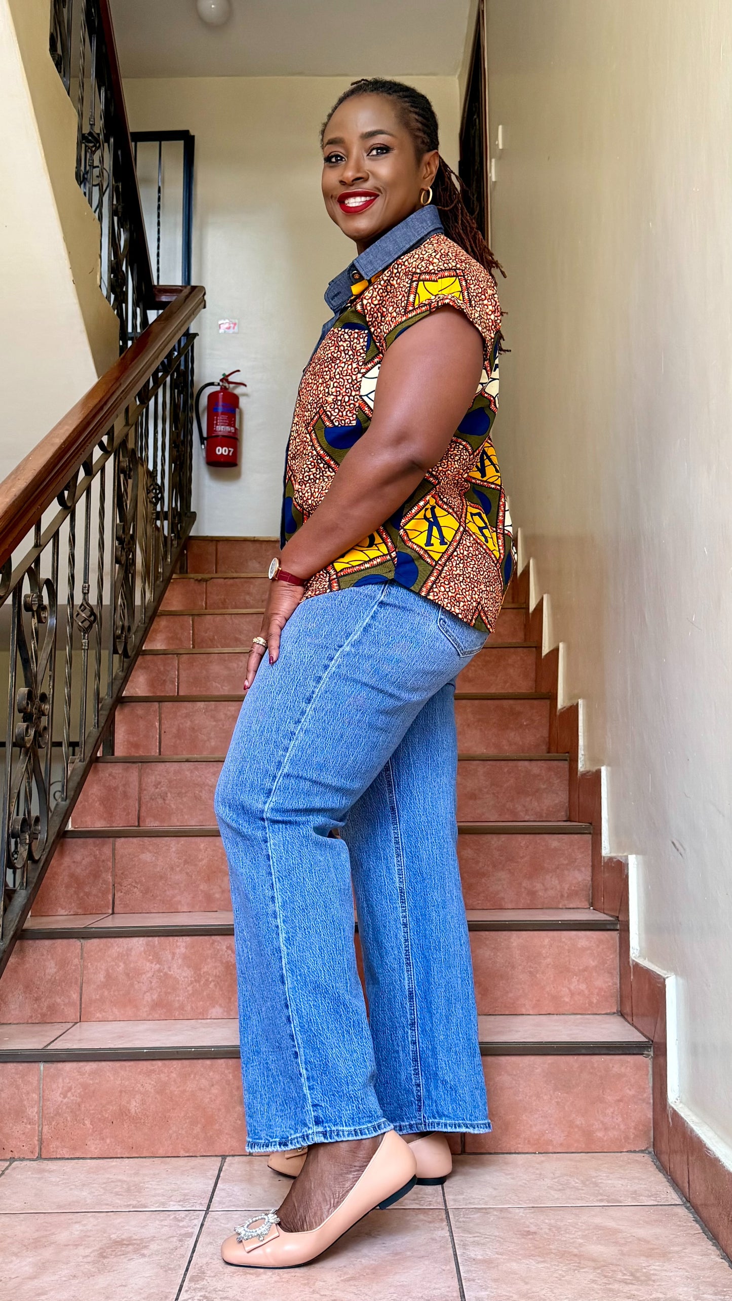 Kito - African print and denim combo.