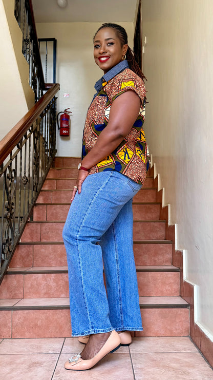 Kito - African print and denim combo.