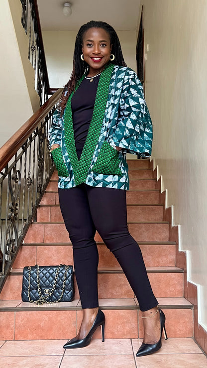Kosi - African print and Adiré mix Kimono Jacket