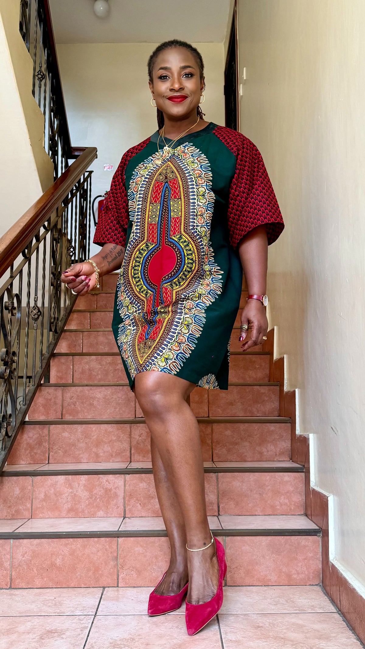 Happy - African print Teeshirt Dress