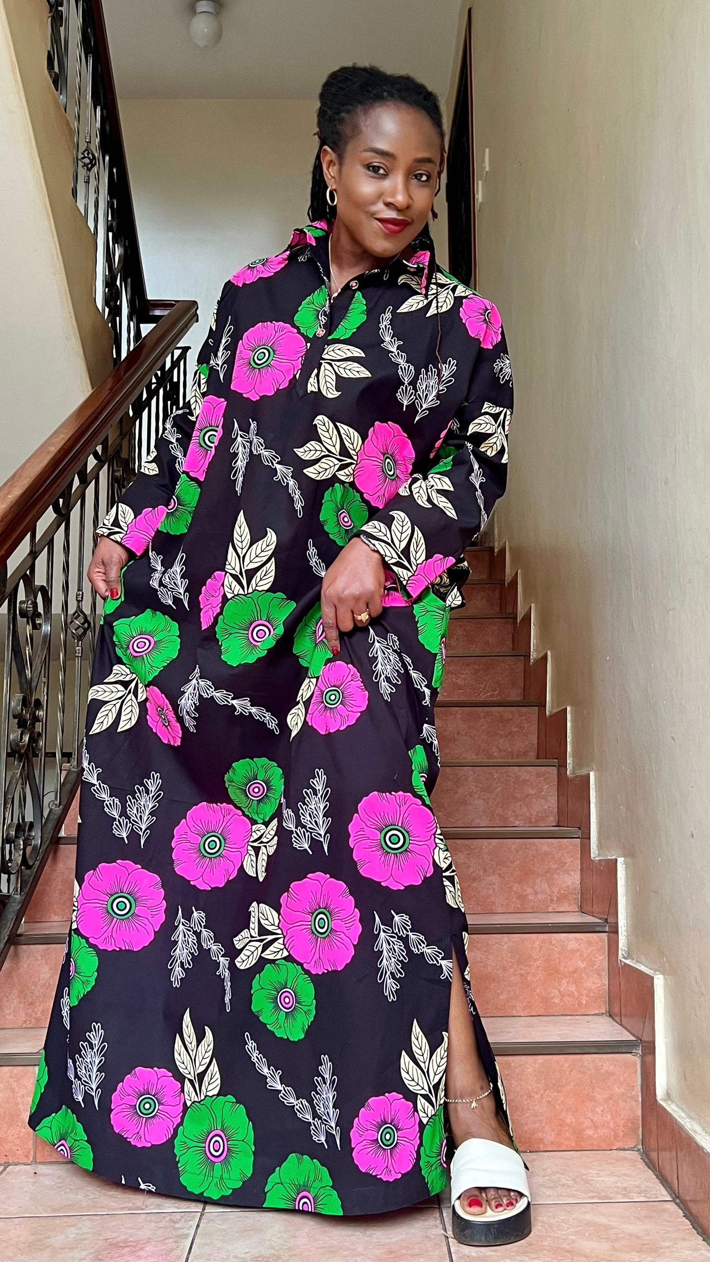 Rich Aunty - African print Shirt Dress