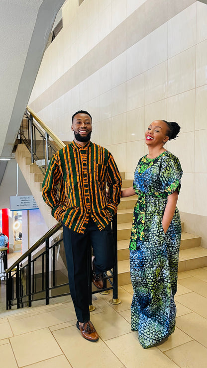 Khalil - African Print Mandarin Neck Shirt