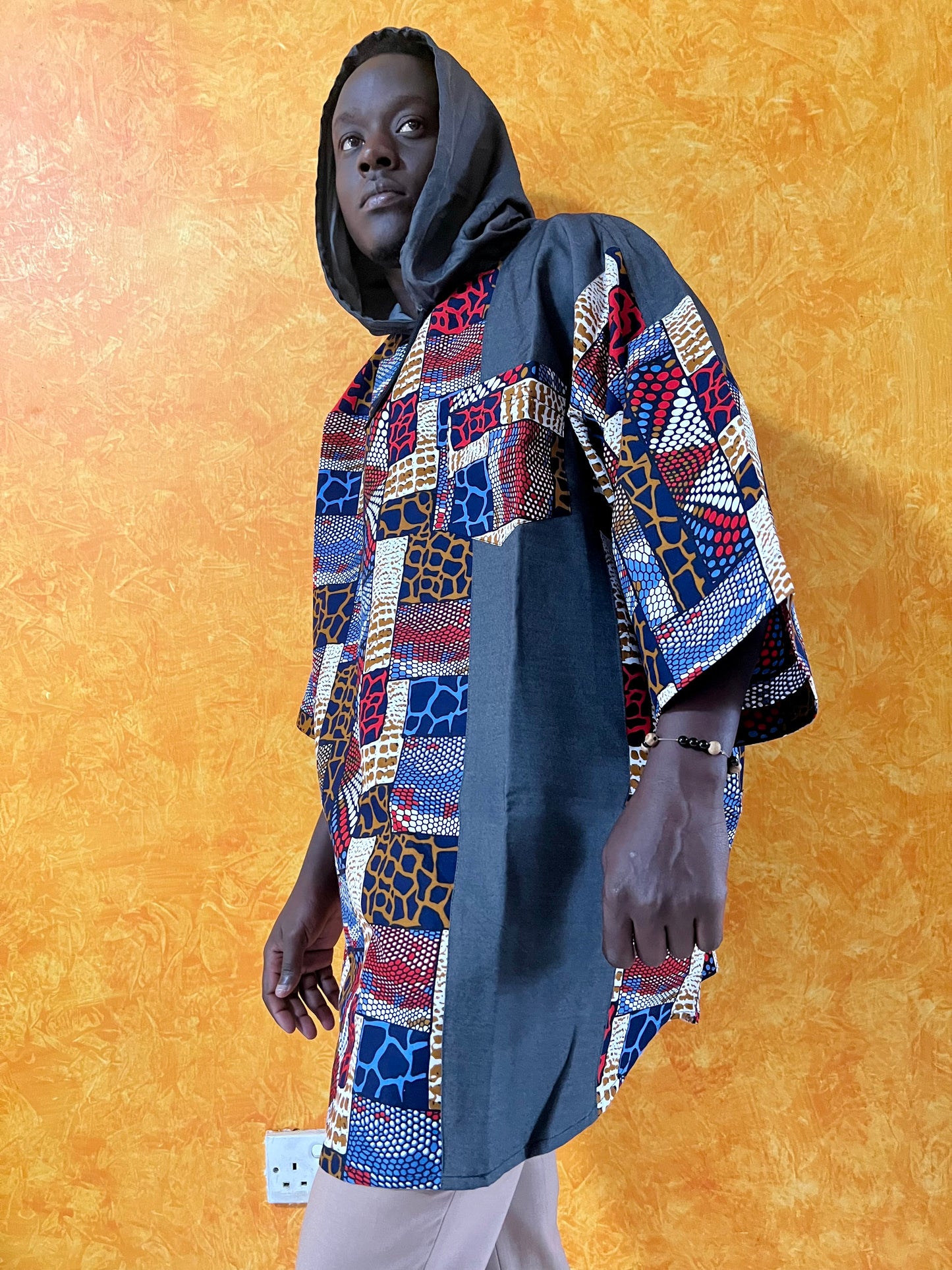 EP Denkara - African print and denim Hoodie