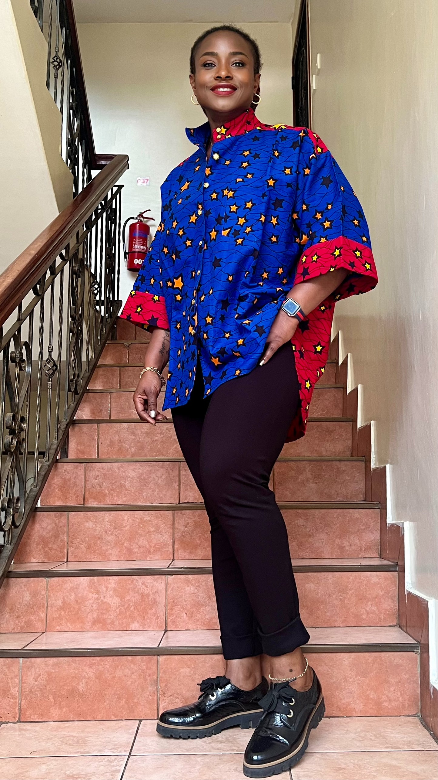 Ijele - African Print mix relaxed fit top