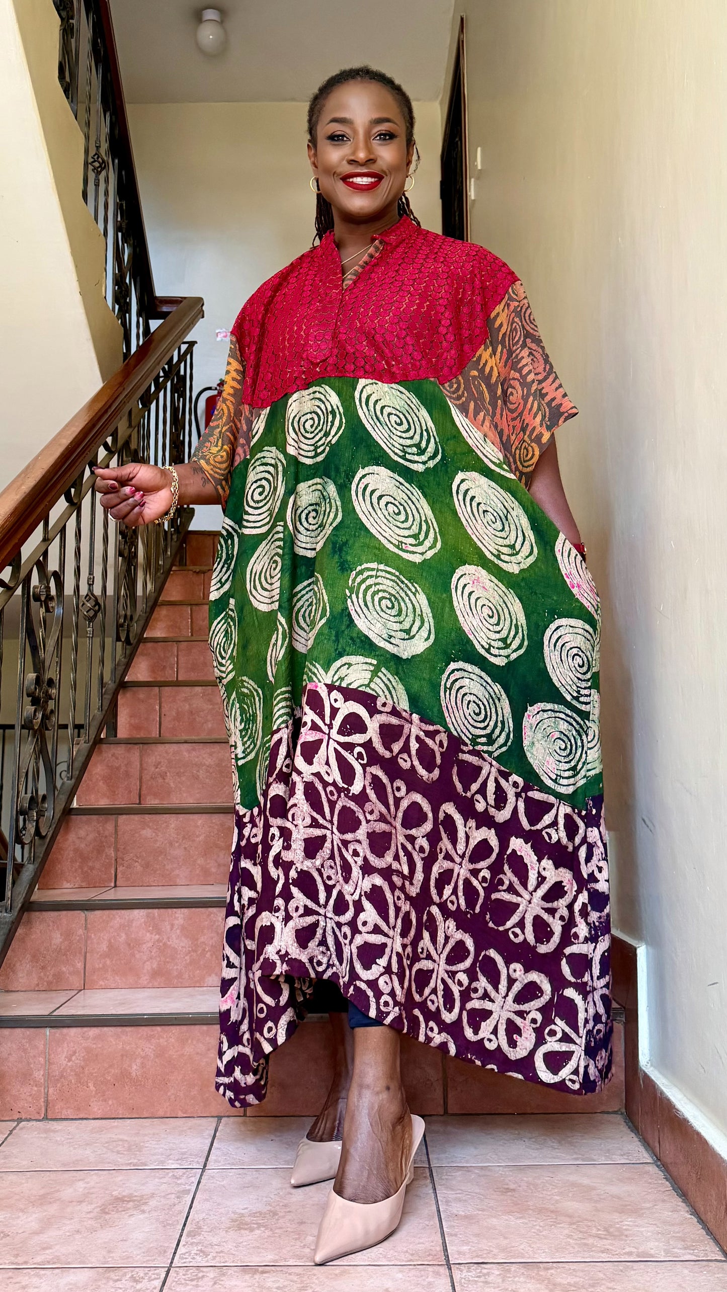 Hiba - adire and lace mix bubu
