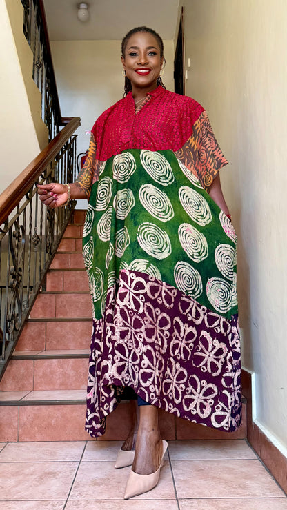 Hiba - adire and lace mix bubu