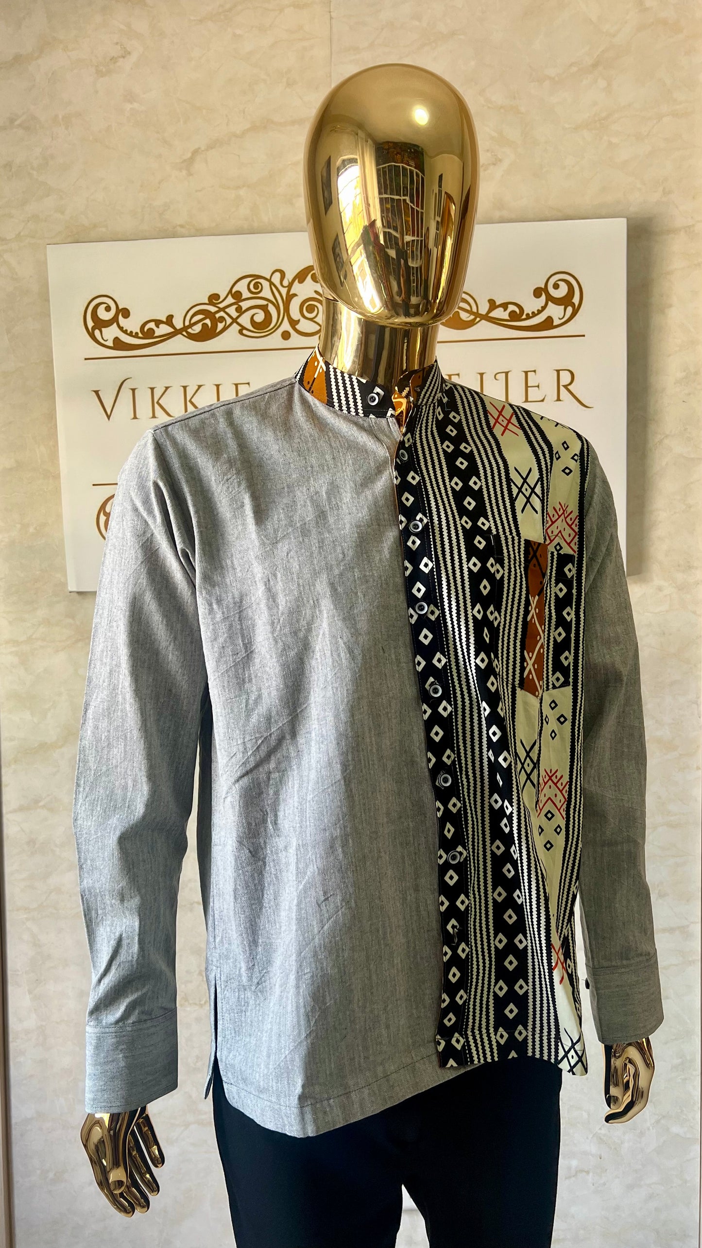 Dilli - Linen and African print shirt